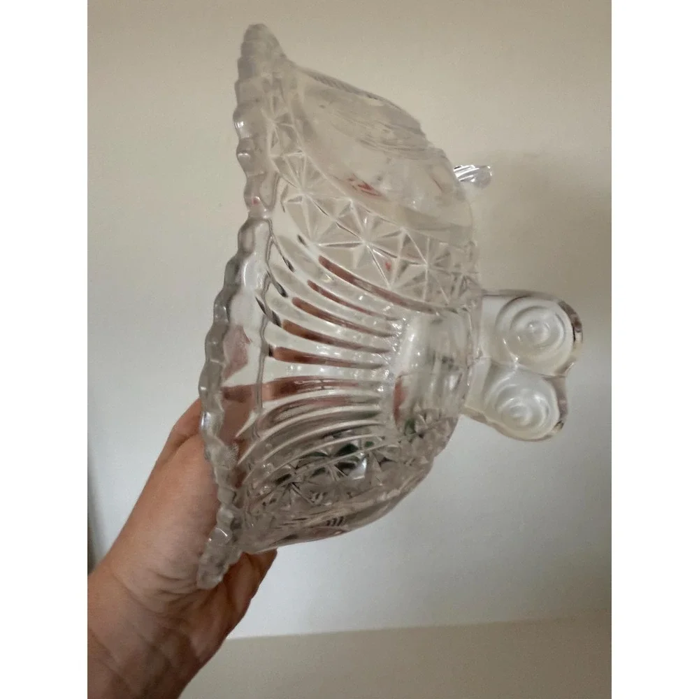 vintage Haufbauer Crystal Footed Bird Bowl with three toes candy dish trinket